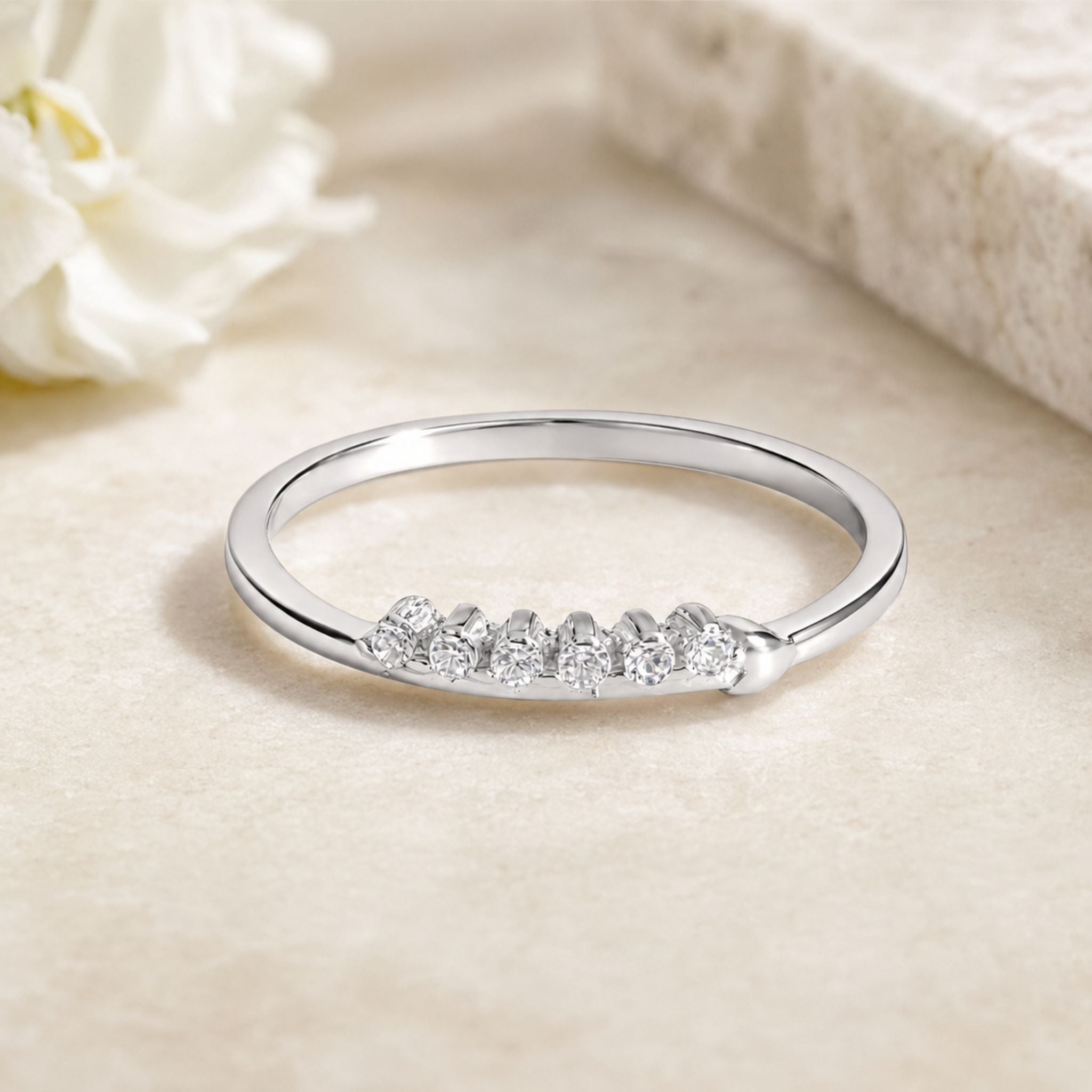 Dainty Sterling Silver Accent Ring With Cubic Zirconia