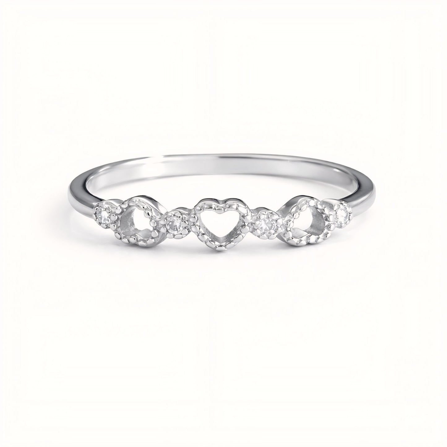 Dainty Sterling Silver Heart Promise Ring With Cubic Zirconia