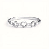 Dainty Sterling Silver Heart Promise Ring With Cubic Zirconia