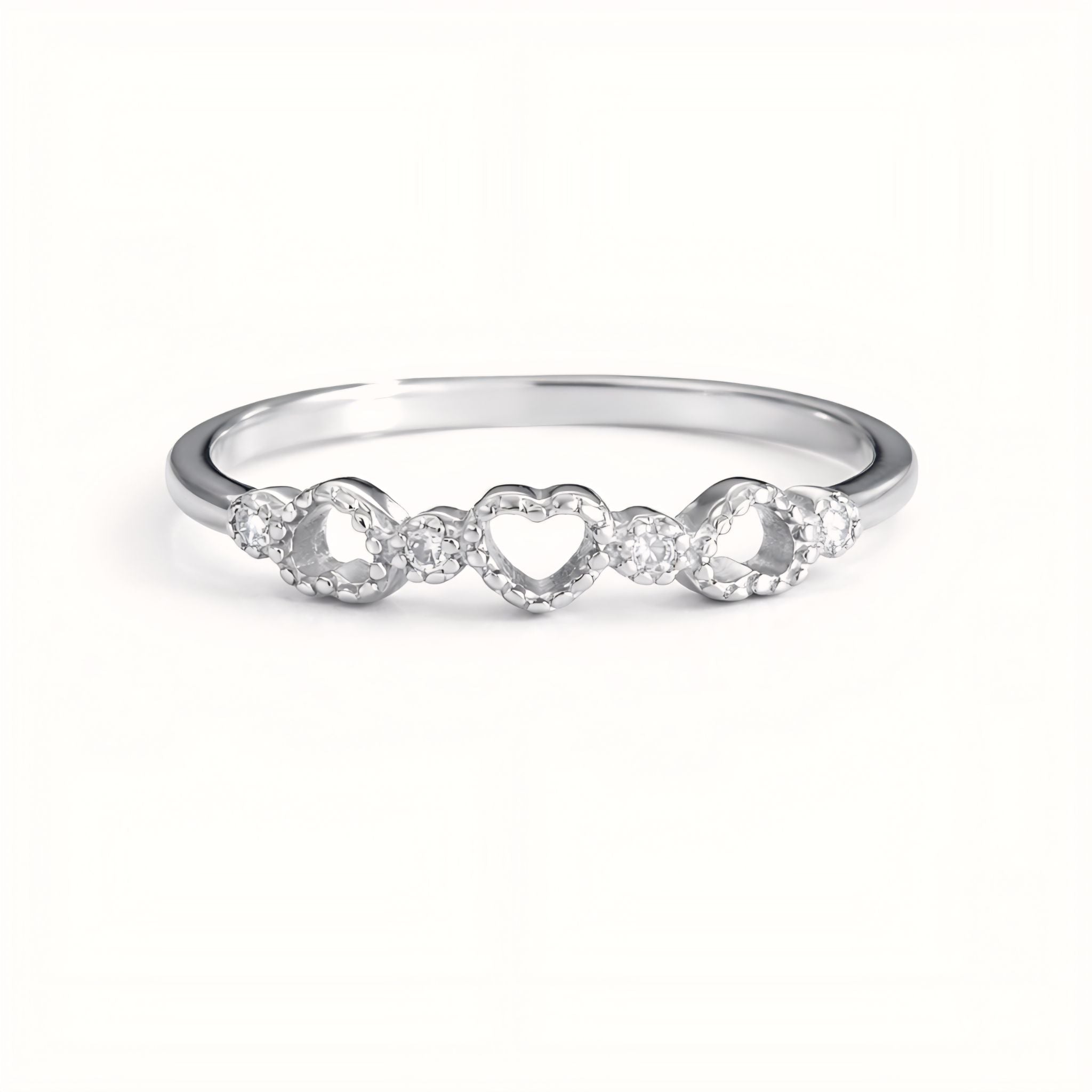 Dainty Sterling Silver Heart Promise Ring With Cubic Zirconia