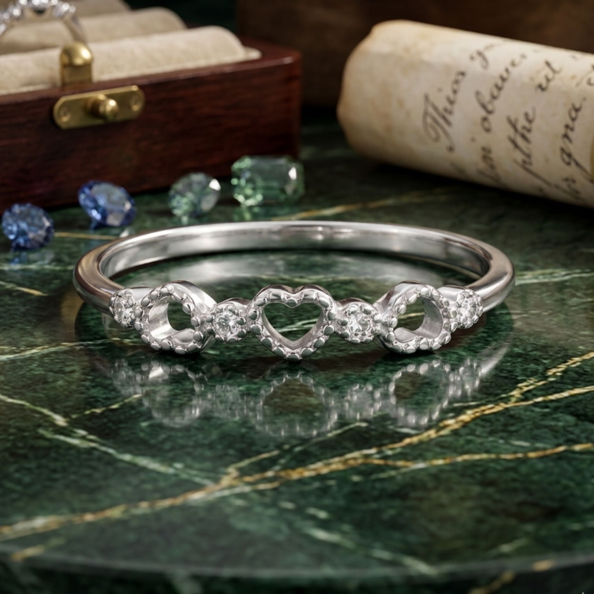 Dainty Sterling Silver Heart Promise Ring With Cubic Zirconia