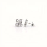 925 Sterling Silver Asymmetrical Butterfly Stud Earrings With Cubic Zirconia
