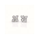 925 Sterling Silver Asymmetrical Butterfly Stud Earrings With Cubic Zirconia