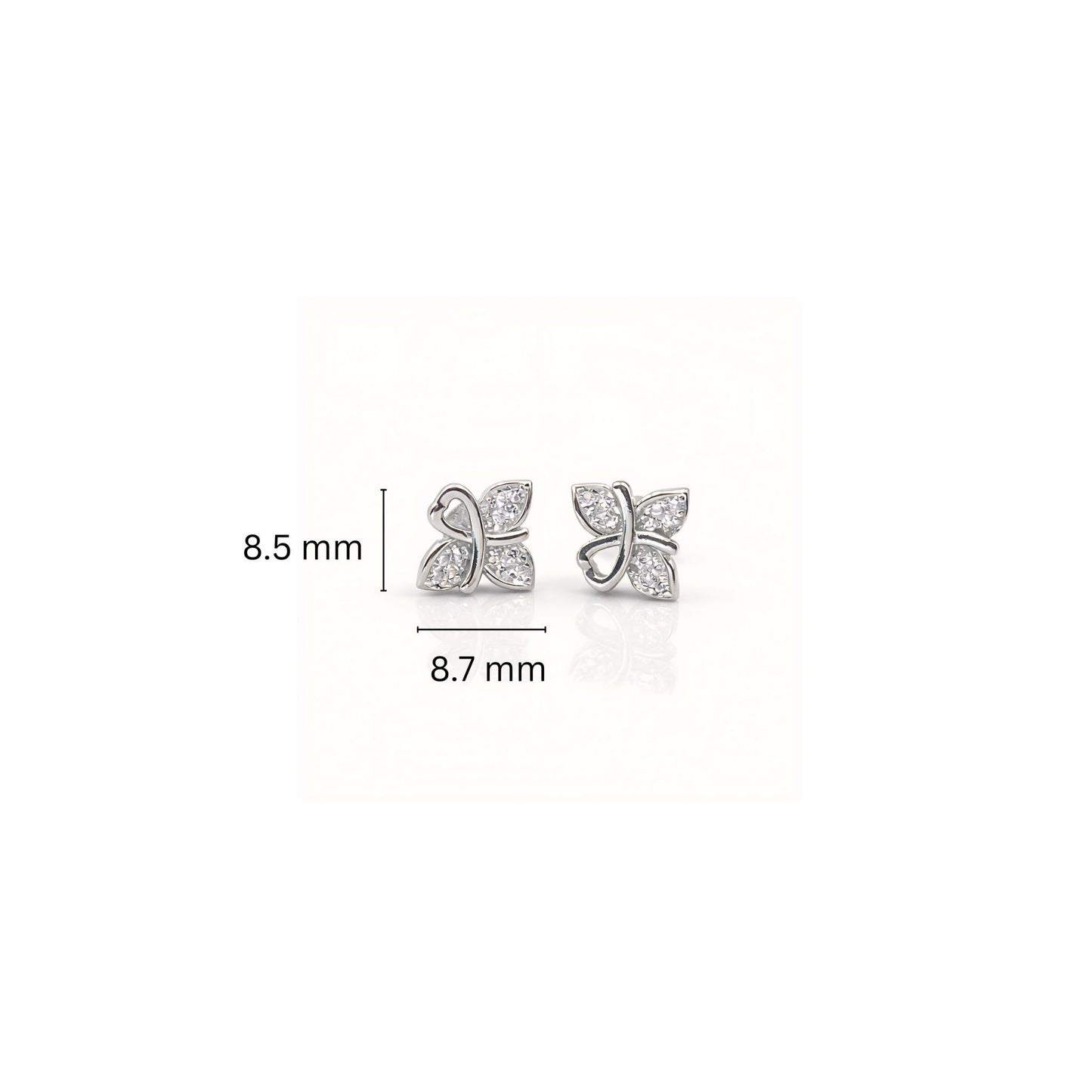 925 Sterling Silver Asymmetrical Butterfly Stud Earrings With Cubic Zirconia