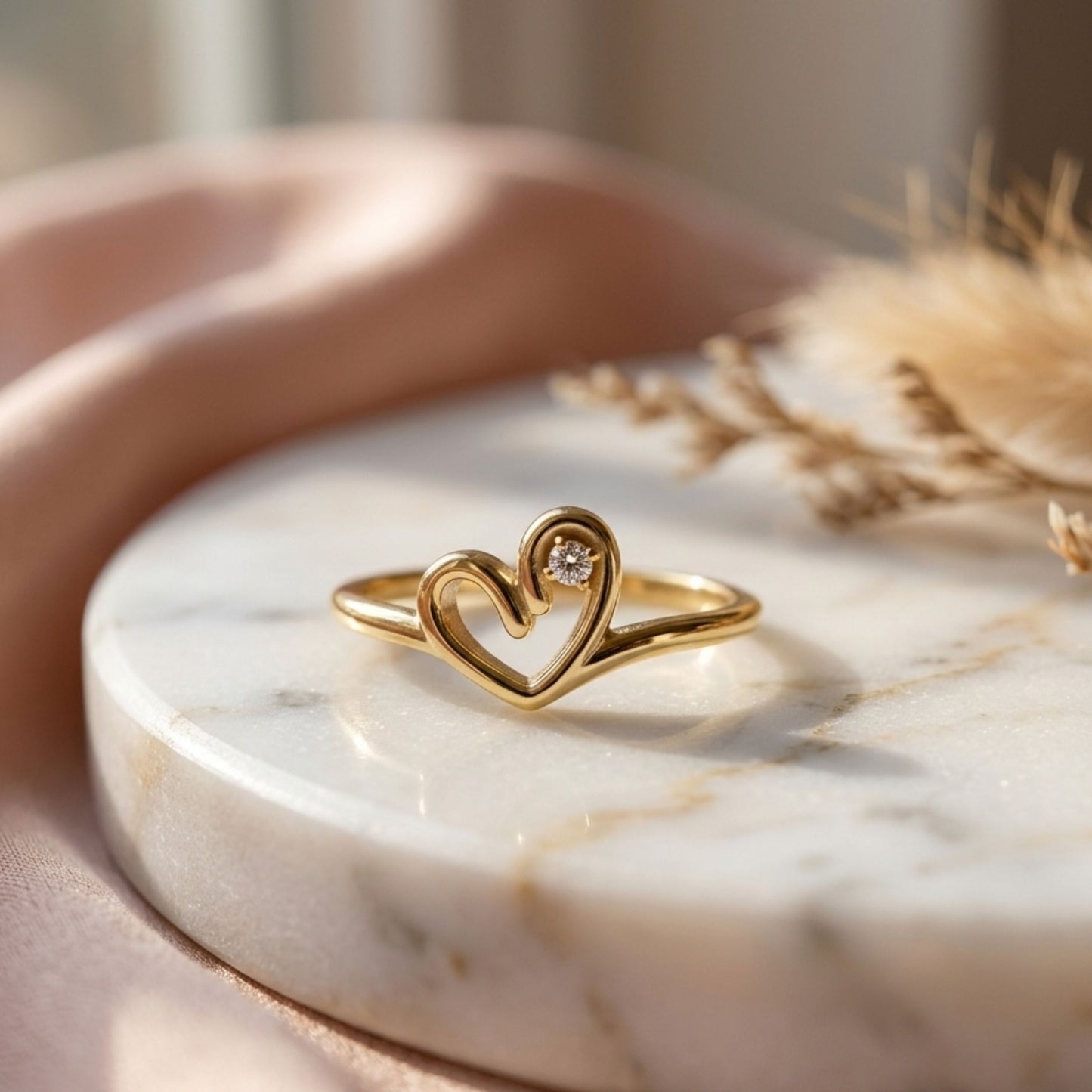 925 Sterling Silver Open Heart Ring with Cubic Zirconia