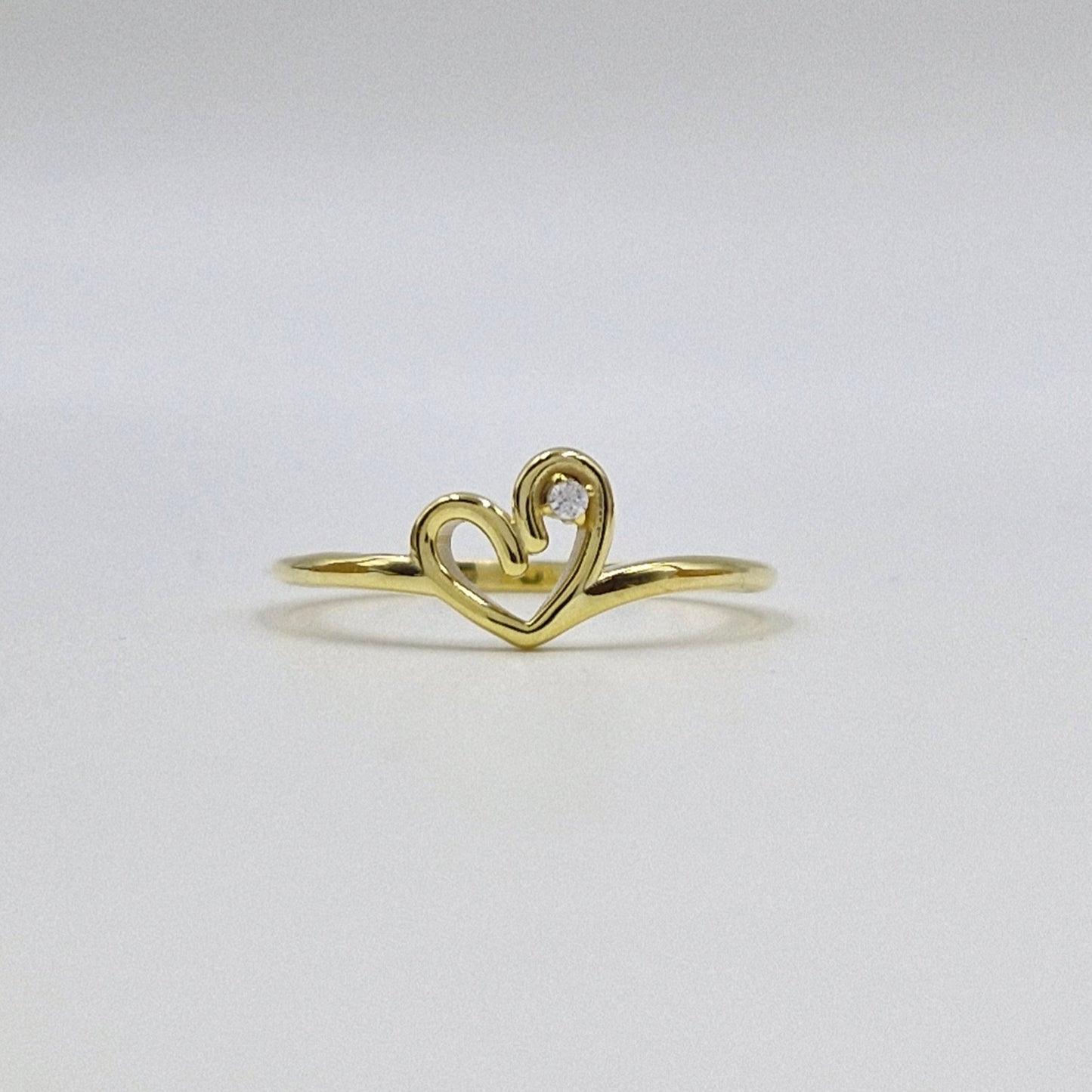 925 Sterling Silver Open Heart Ring with Cubic Zirconia