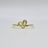 925 Sterling Silver Open Heart Ring with Cubic Zirconia