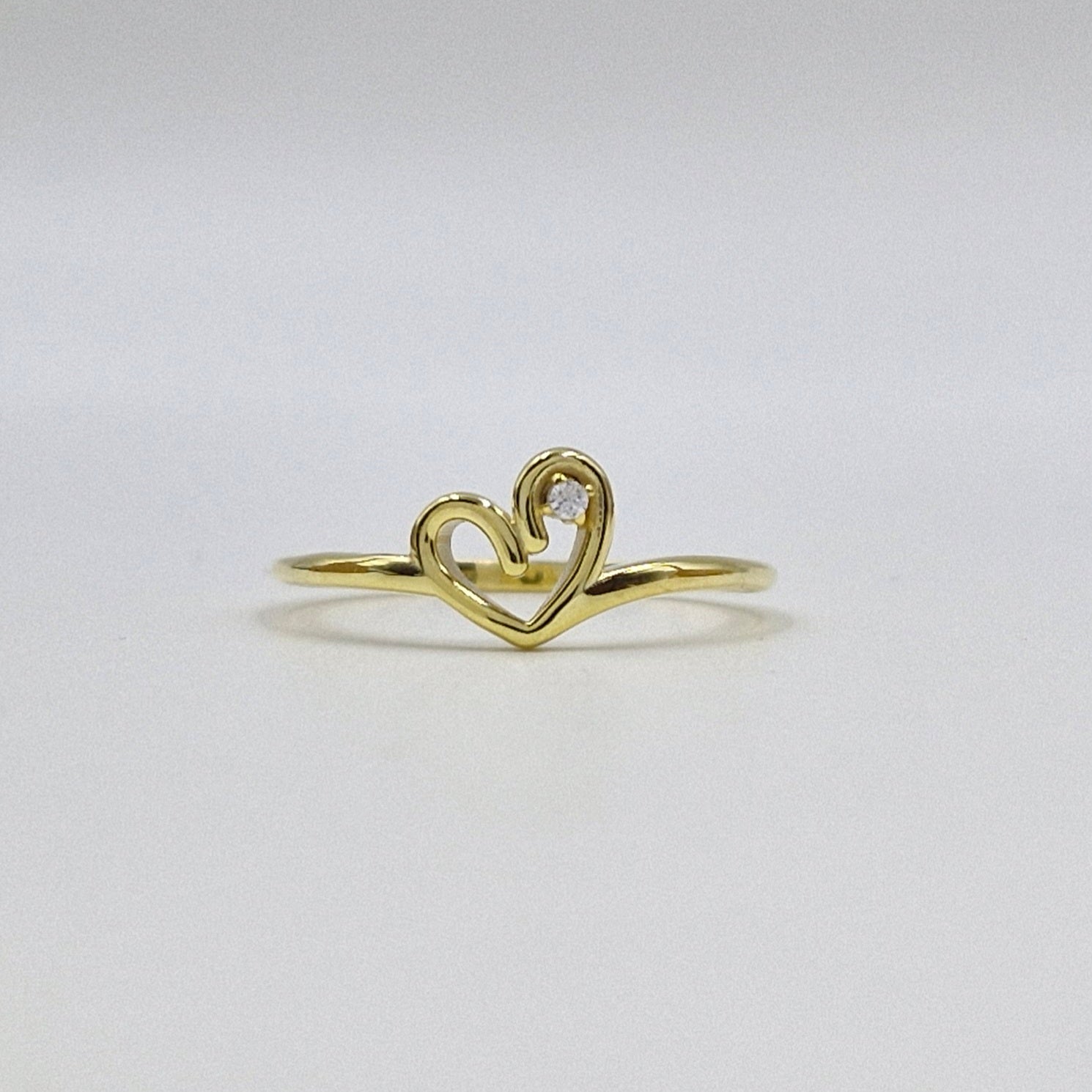 925 Sterling Silver Open Heart Ring with Cubic Zirconia