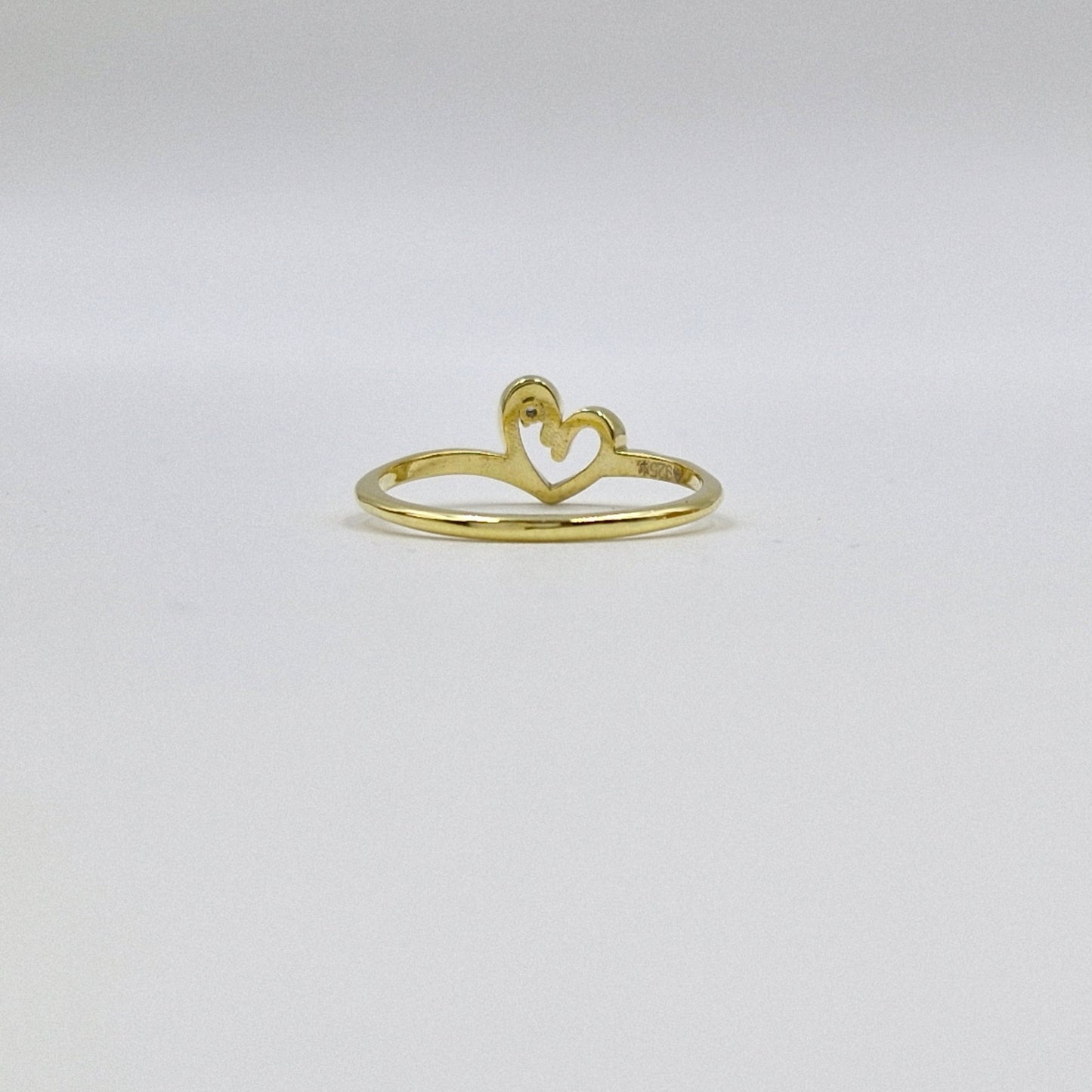 925 Sterling Silver Open Heart Ring with Cubic Zirconia