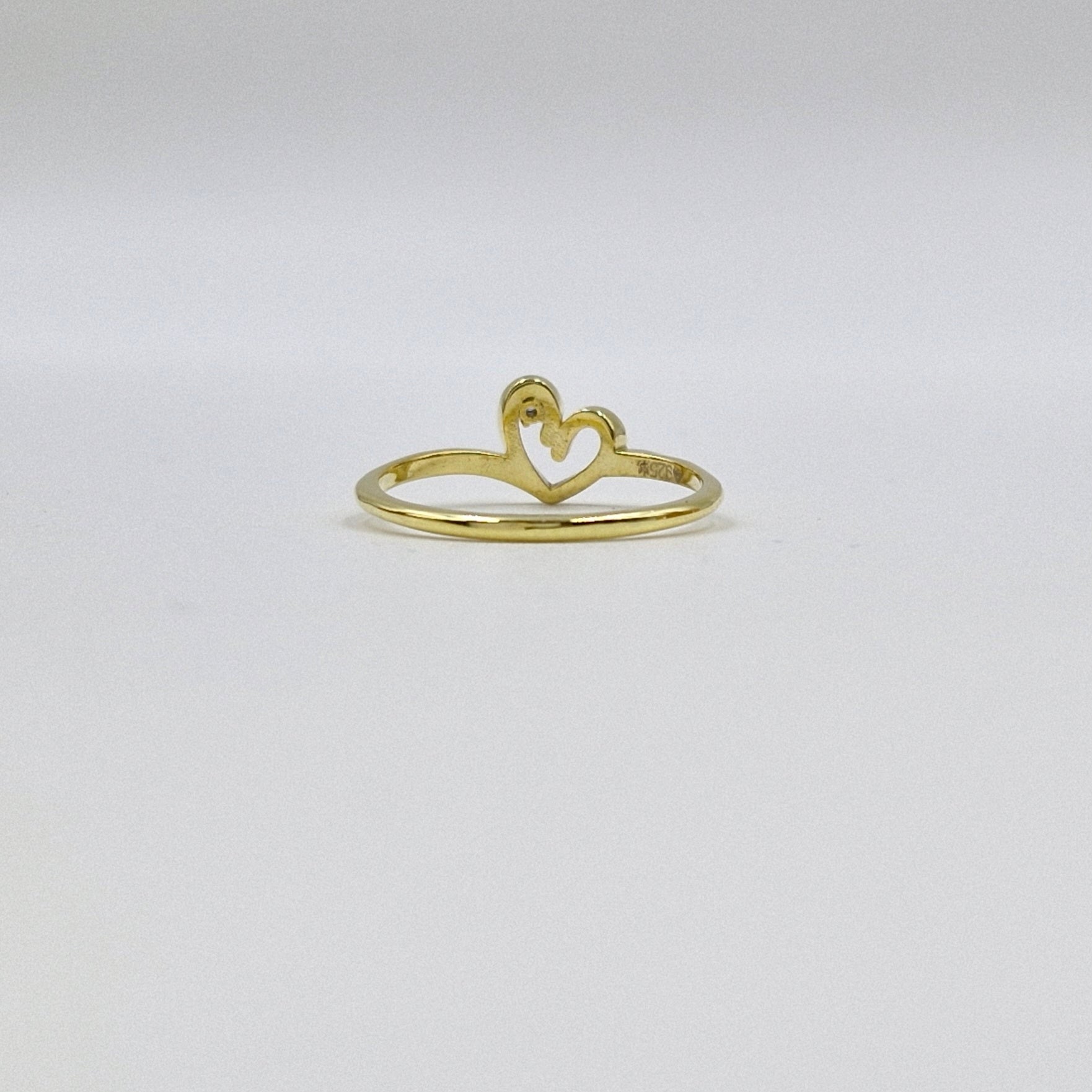 925 Sterling Silver Open Heart Ring with Cubic Zirconia