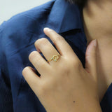 925 Sterling Silver Open Heart Ring with Cubic Zirconia
