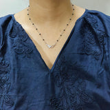 925 Sterling Silver Asymmetrical Angel Wing Mangalsutra with Cubic Zirconia