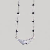 925 Sterling Silver Asymmetrical Angel Wing Mangalsutra with Cubic Zirconia