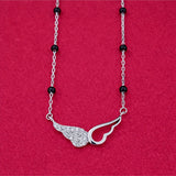 925 Sterling Silver Asymmetrical Angel Wing Mangalsutra with Cubic Zirconia