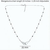 925 Sterling Silver Asymmetrical Angel Wing Mangalsutra with Cubic Zirconia
