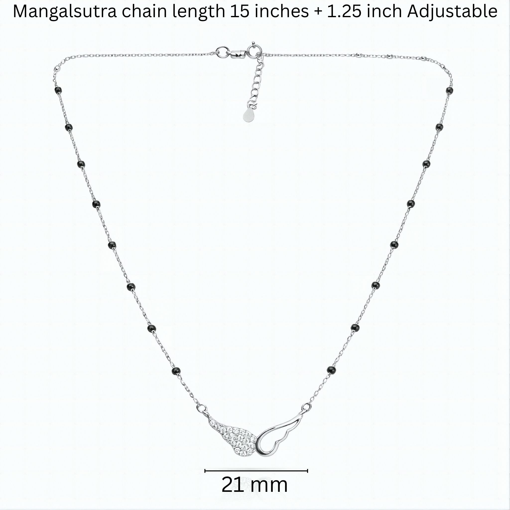 925 Sterling Silver Asymmetrical Angel Wing Mangalsutra with Cubic Zirconia