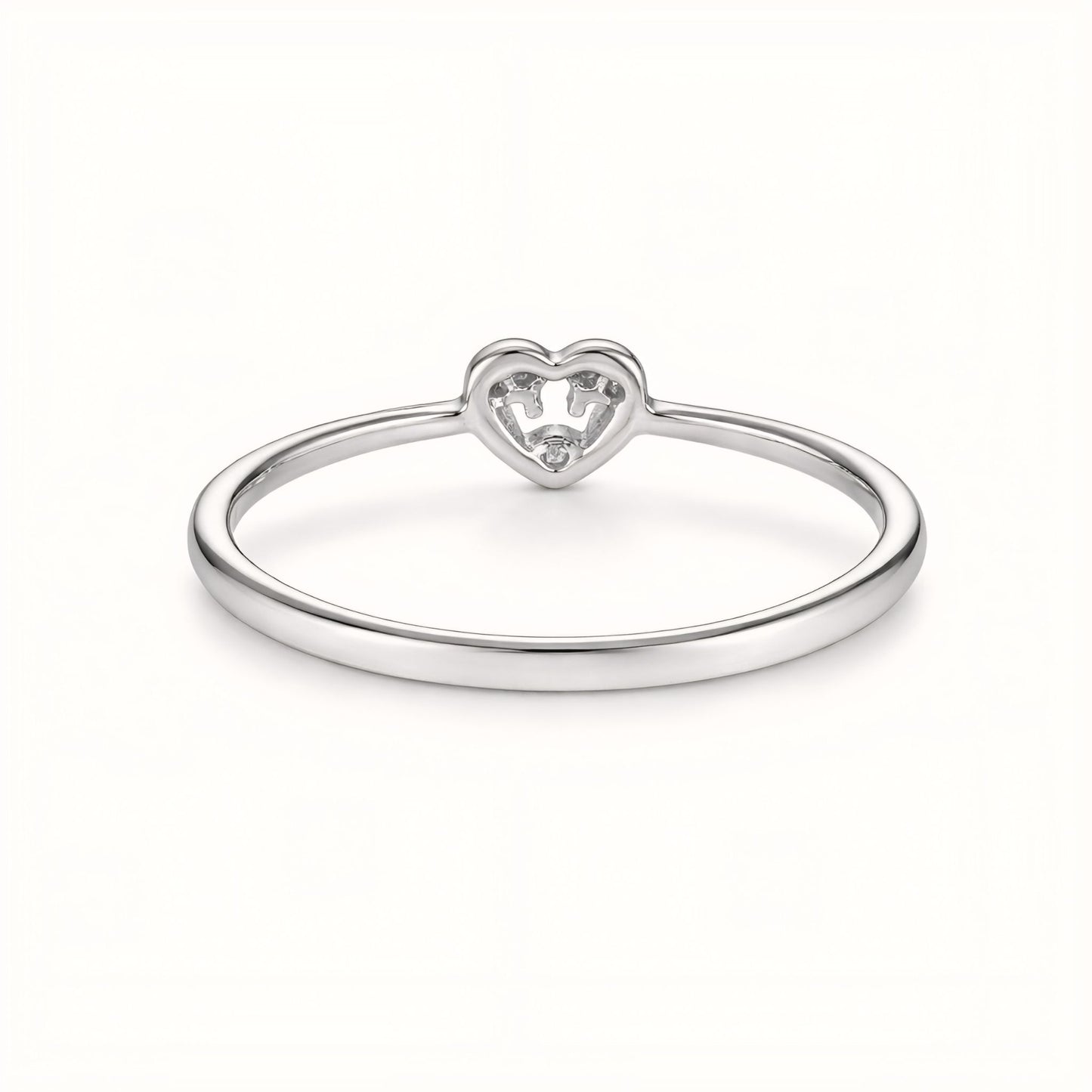 925 Sterling Silver Open Heart Crown Ring with Cubic Zirconia