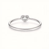 925 Sterling Silver Open Heart Crown Ring with Cubic Zirconia