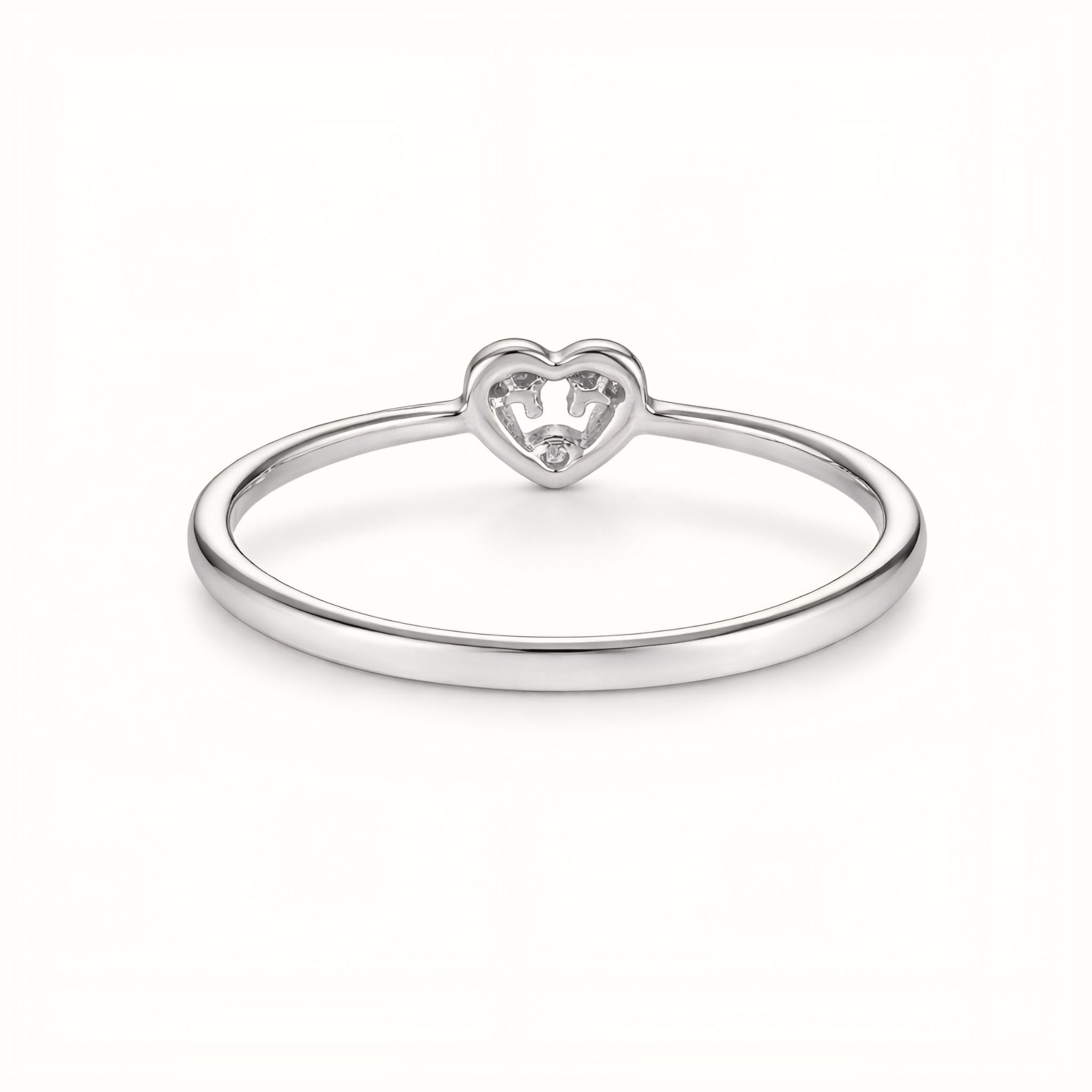 925 Sterling Silver Open Heart Crown Ring with Cubic Zirconia