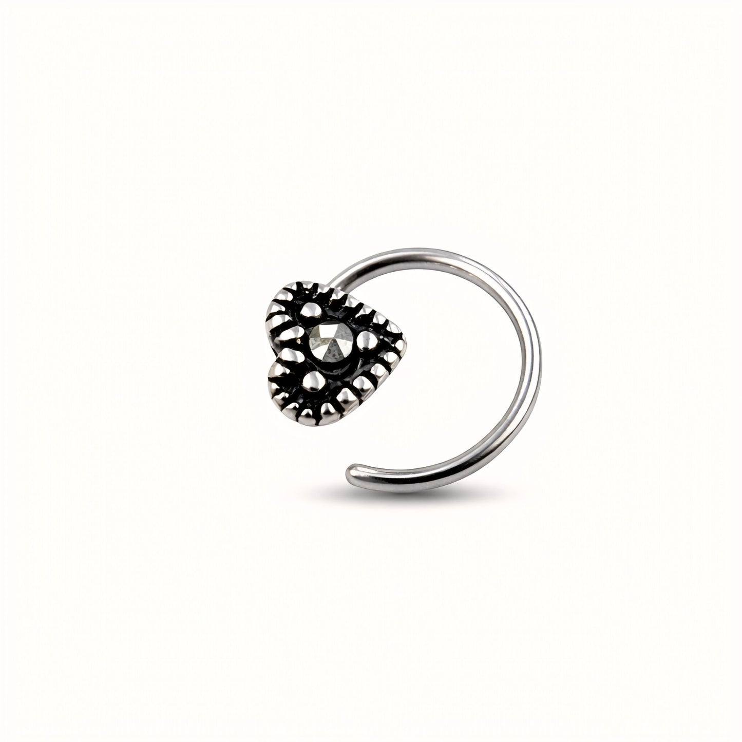 925 Sterling Silver Heart Design Nose Ring