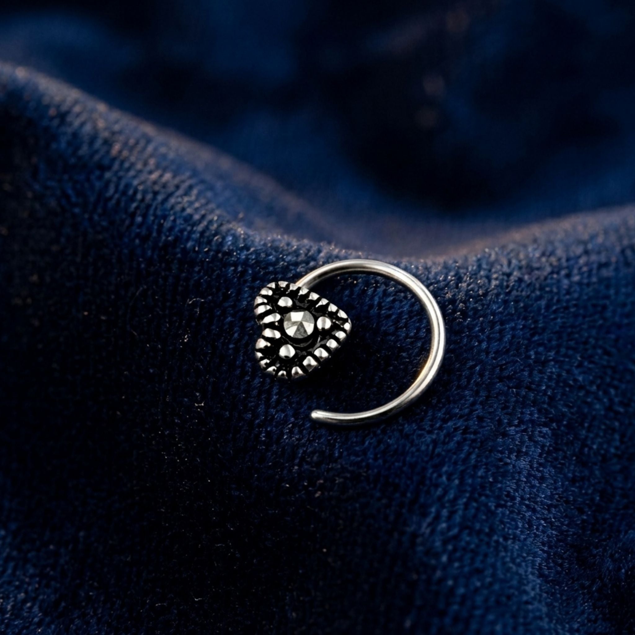 925 Sterling Silver Heart Design Nose Ring