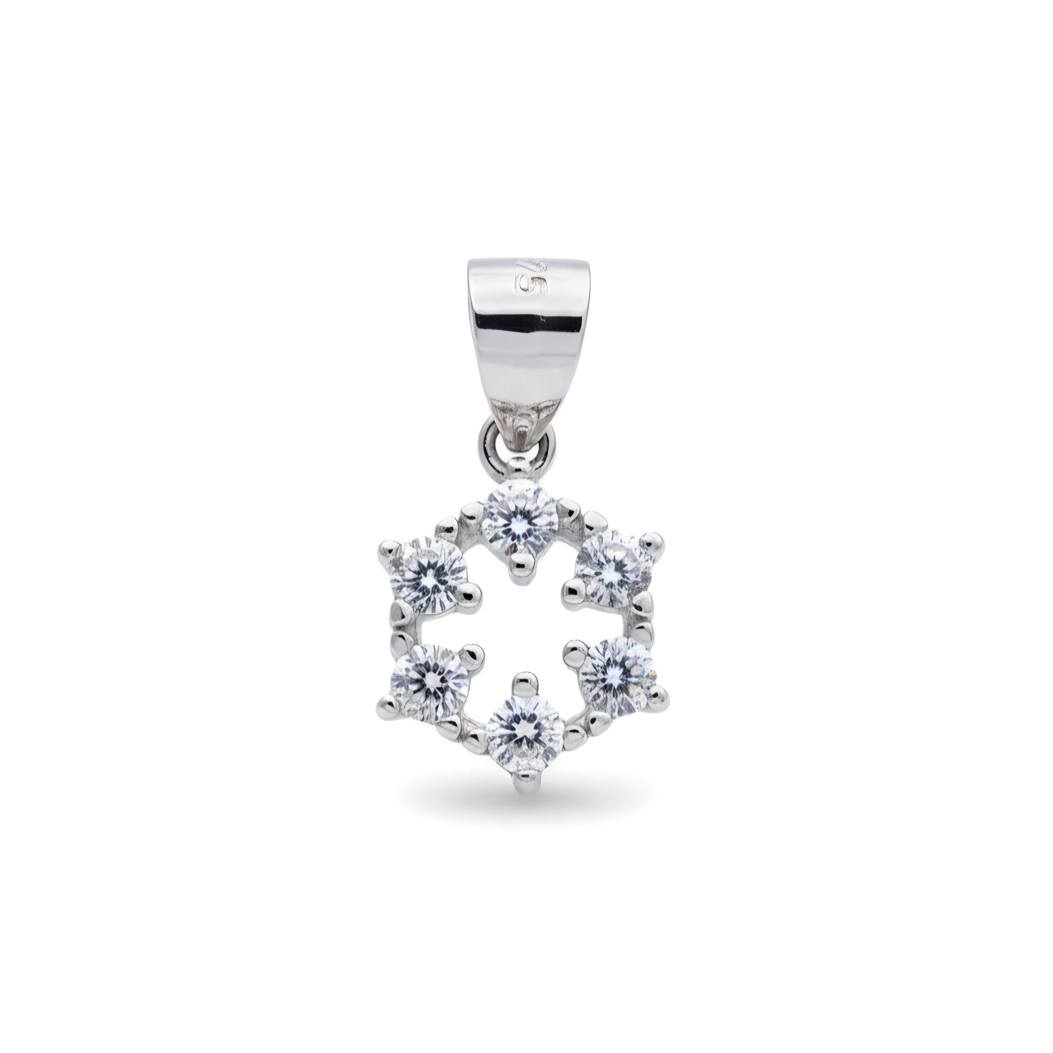 925 Sterling Silver Snowflake Star Pendant with Cubic Zirconia
