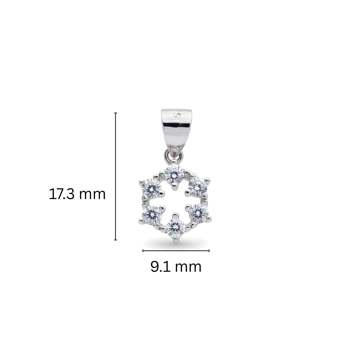 925 Sterling Silver Snowflake Star Pendant with Cubic Zirconia