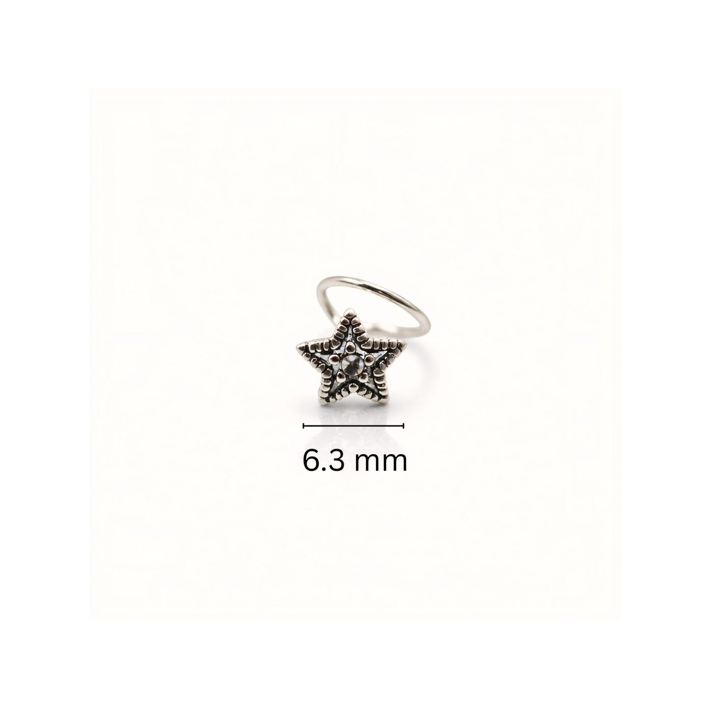 925 Sterling Silver Star Design Nose Ring