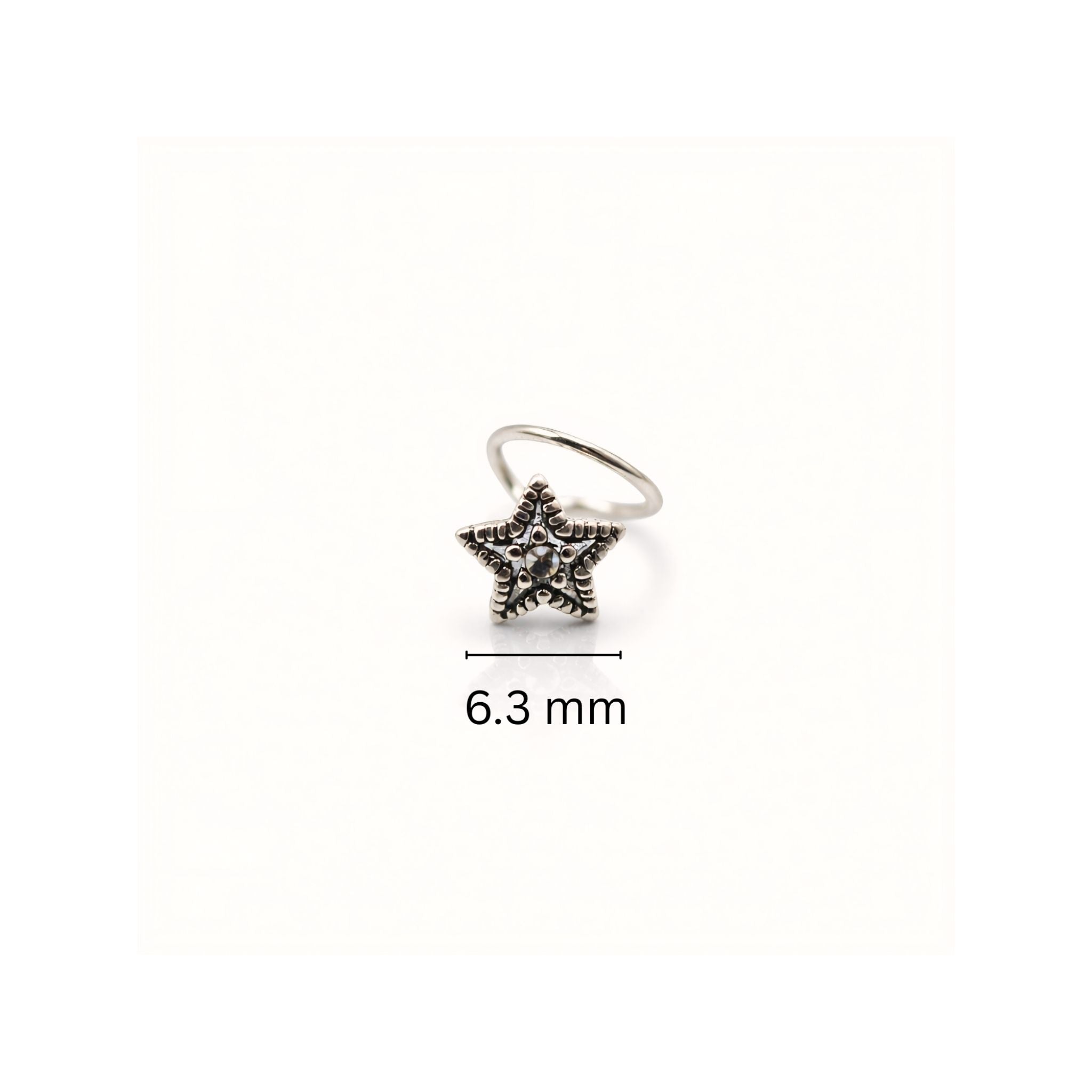 925 Sterling Silver Star Design Nose Ring