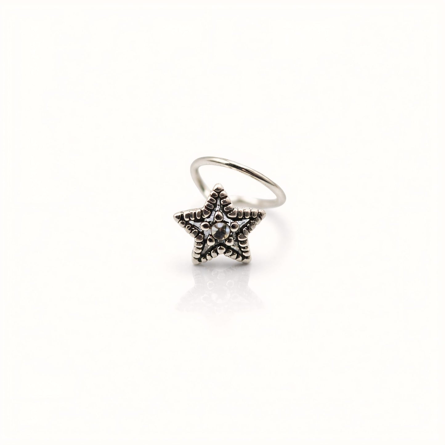 925 Sterling Silver Star Design Nose Ring