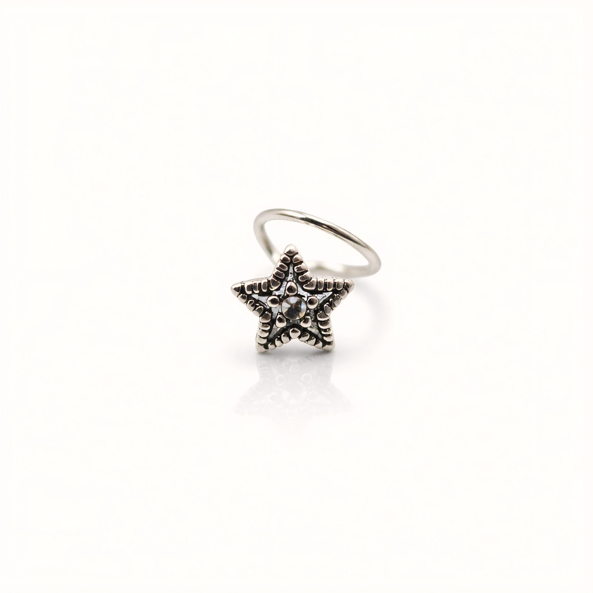 925 Sterling Silver Star Design Nose Ring
