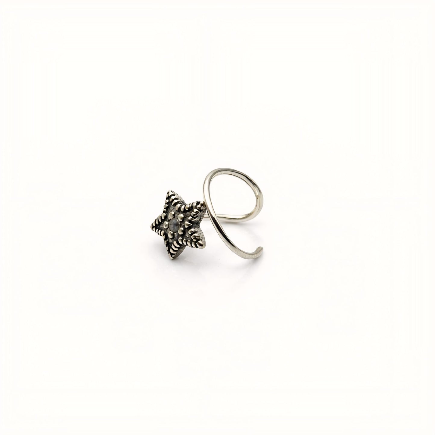 925 Sterling Silver Star Design Nose Ring