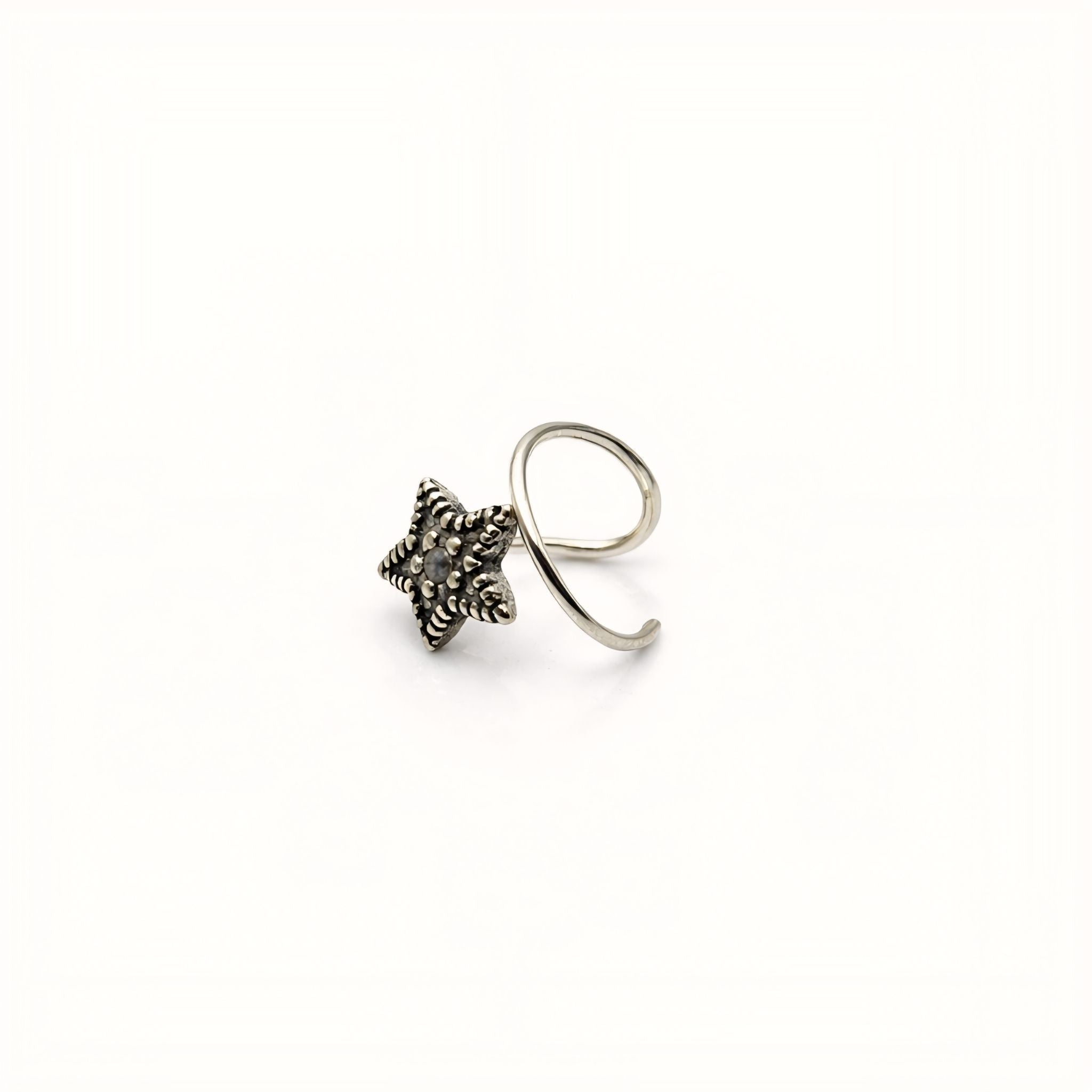 925 Sterling Silver Star Design Nose Ring