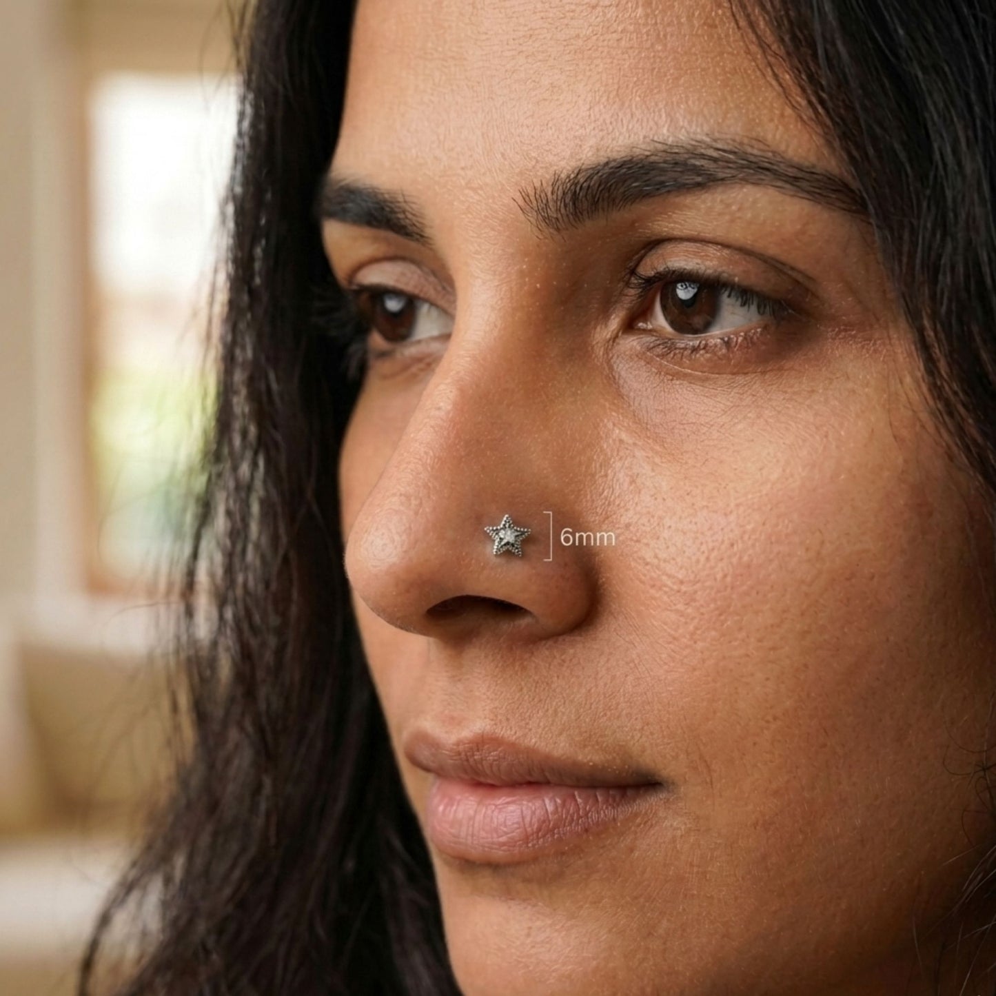 925 Sterling Silver Star Design Nose Ring