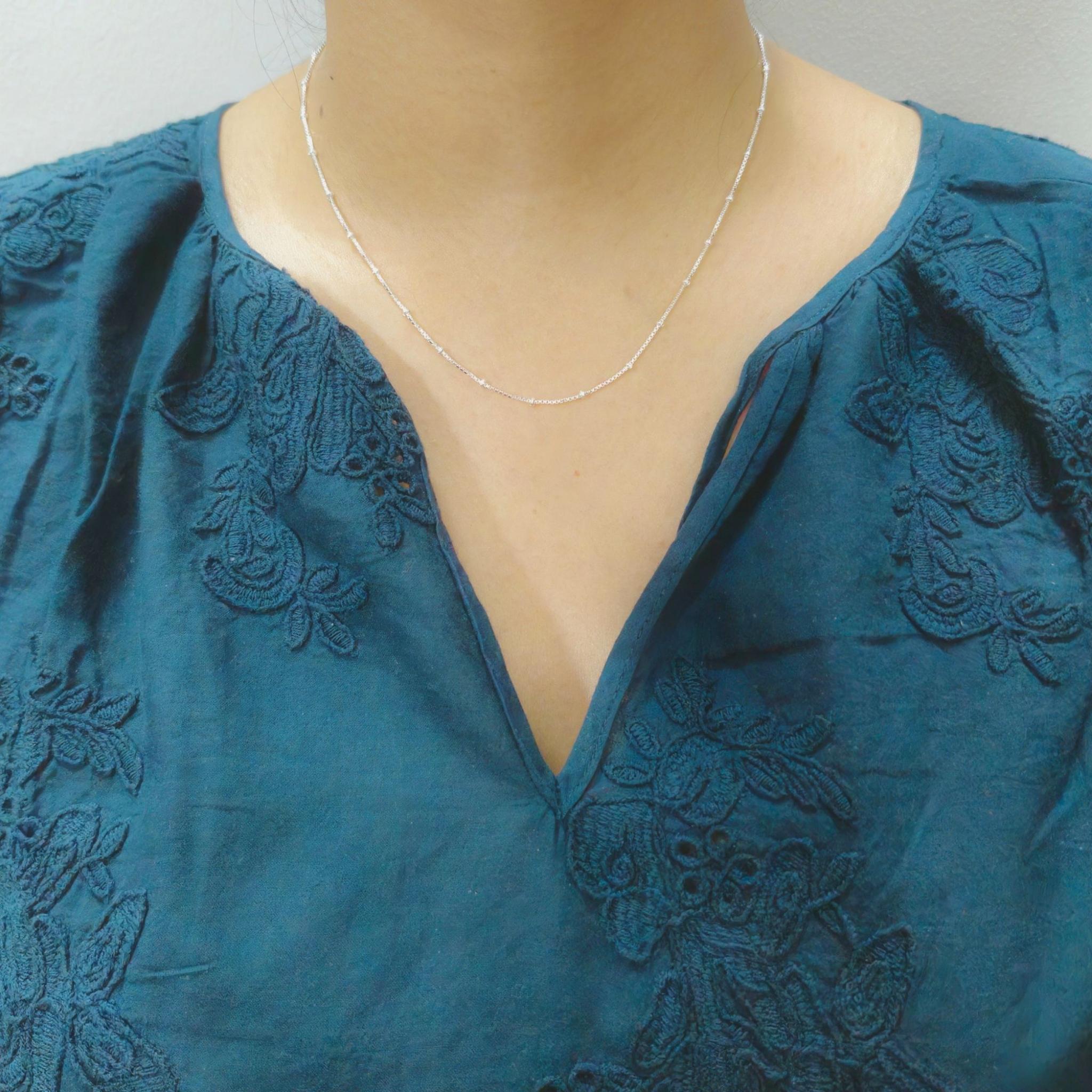 925 Sterling Silver Beaded Chain