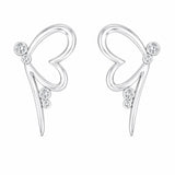 Elegant Butterfly Heart Studs With Lab Grown Diamonds