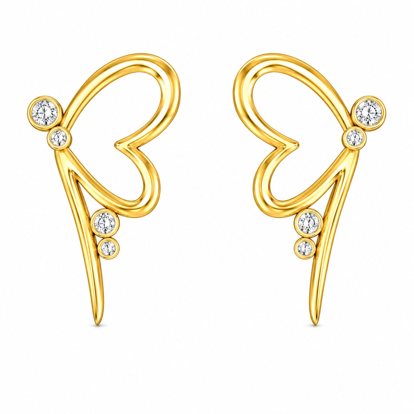 Elegant Butterfly Heart Studs With Lab Grown Diamonds