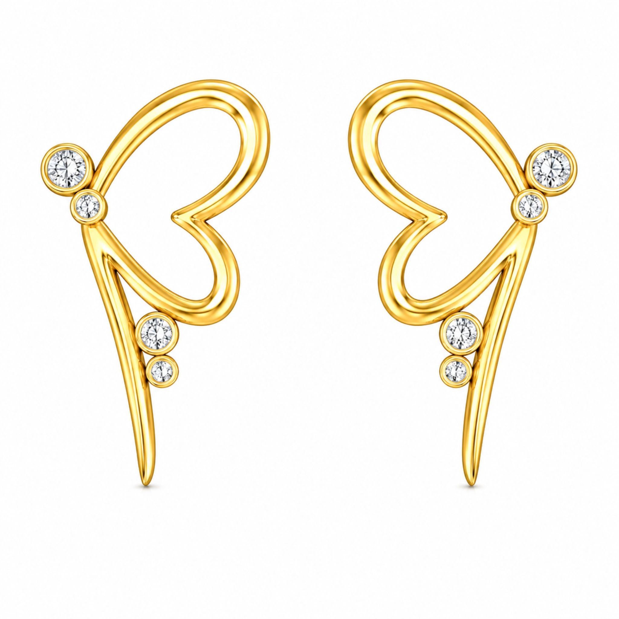 Elegant Butterfly Heart Studs With Lab Grown Diamonds