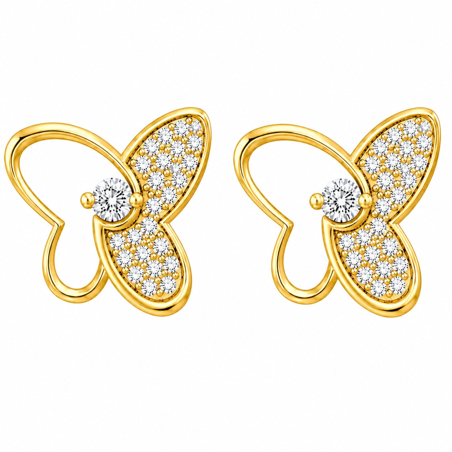 Elegant Butterfly Serling Silver Studs With Lab Grown Diamonds