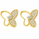 Elegant Butterfly Serling Silver Studs With Lab Grown Diamonds