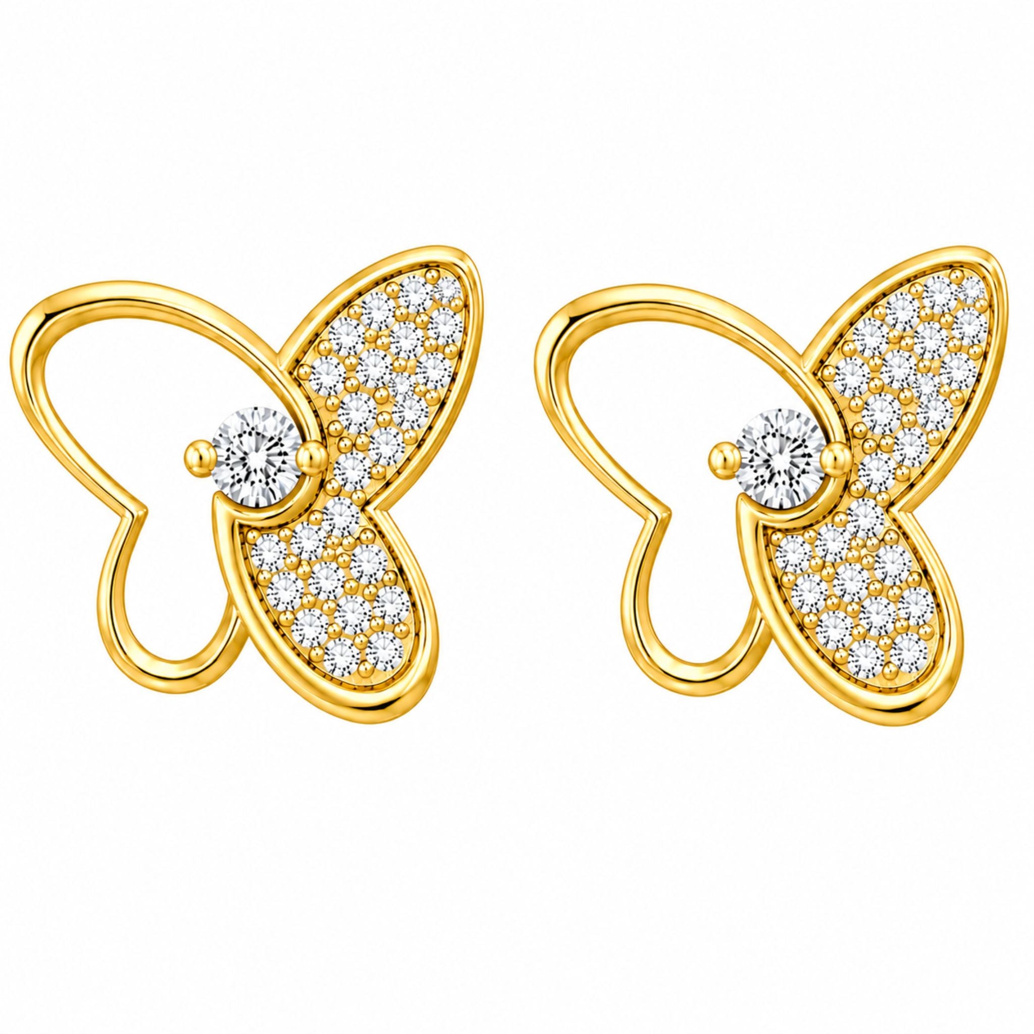 Elegant Butterfly Serling Silver Studs With Lab Grown Diamonds
