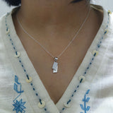 Elegant CZ Rectangle Bar Pendant Set with Chain in 925 Sterling Silver