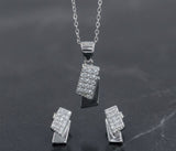 Elegant CZ Rectangle Bar Pendant Set with Chain in 925 Sterling Silver