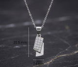 Elegant CZ Rectangle Bar Pendant Set with Chain in 925 Sterling Silver