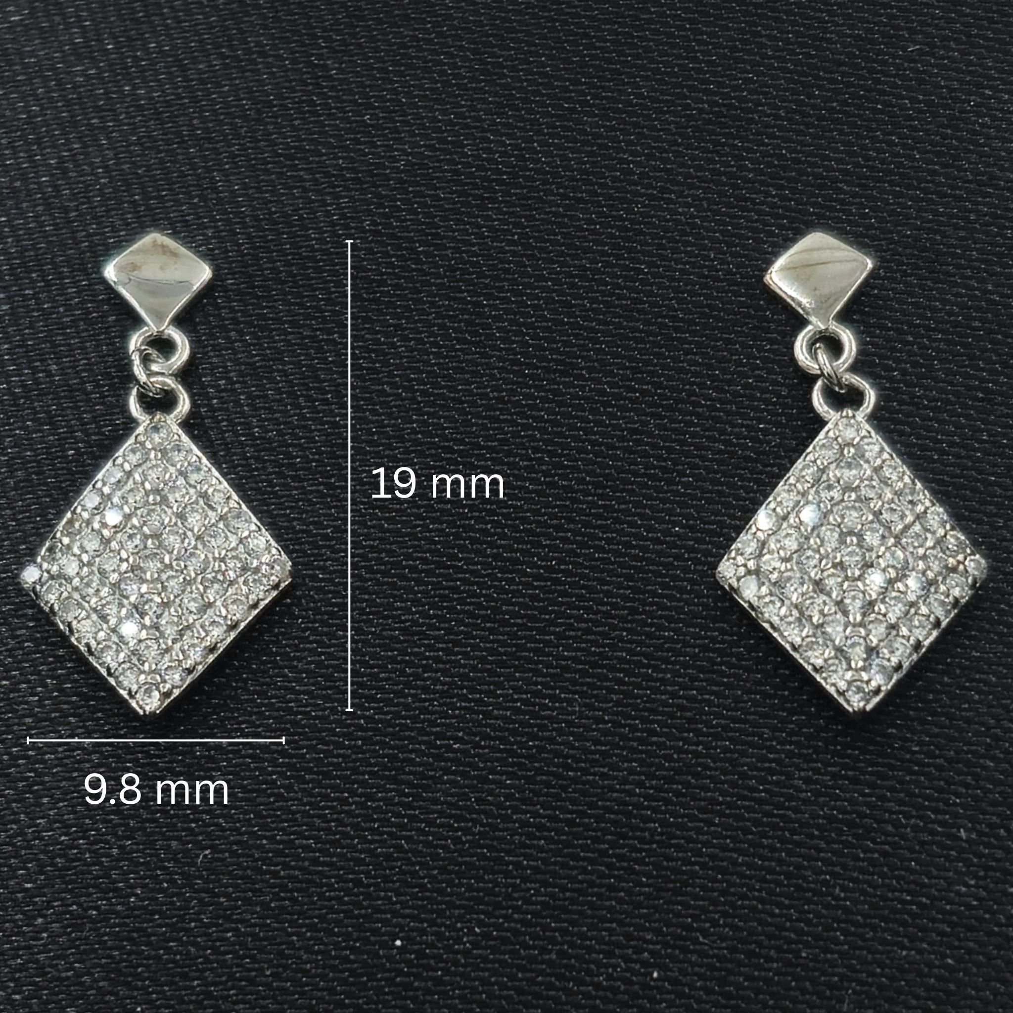 Elegant CZ Stone Diamond Shape Drop Earrings in 925 Sterling Silver