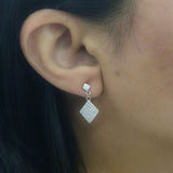 Elegant CZ Stone Diamond Shape Drop Earrings in 925 Sterling Silver