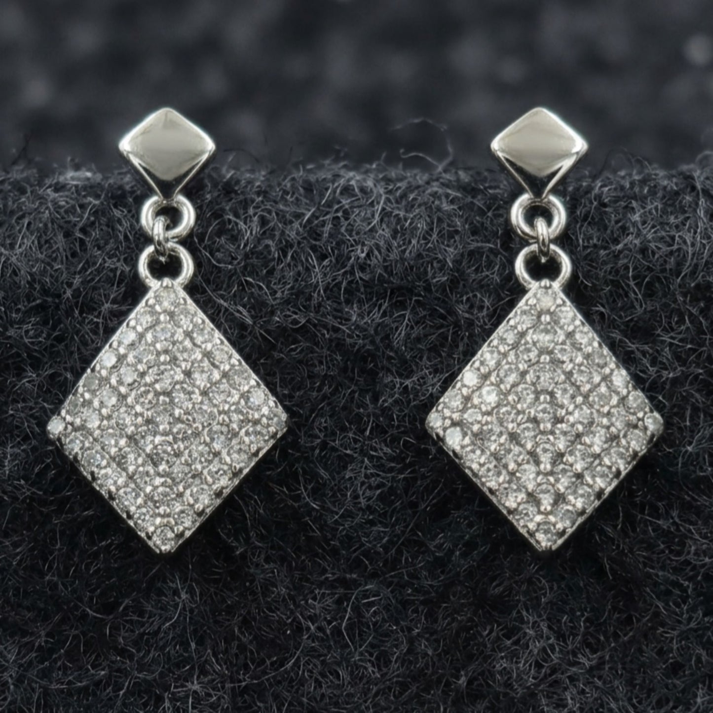 Elegant CZ Stone Diamond Shape Drop Earrings in 925 Sterling Silver