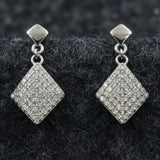 Elegant CZ Stone Diamond Shape Drop Earrings in 925 Sterling Silver
