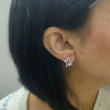 Elegant CZ Stone Star Stud Earrings in 925 Sterling Silver