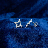 Elegant CZ Stone Star Stud Earrings in 925 Sterling Silver